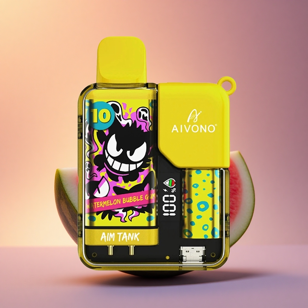 Aivono Aim Tank 9500 Puffs علكة البطيخ الفقاعية بـ 650 مللي أمبير و 5% نيكوتين